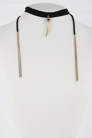 Simple Wrap Choker With Faux Tooth And Fringes 6EBA5